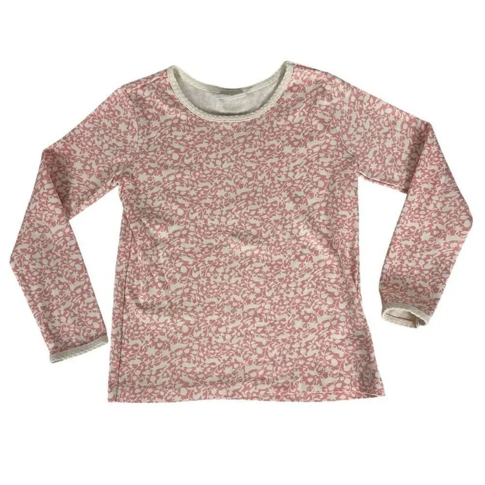 Hanna Andersson Pima Cotton Floral T-Shirt size 6-7 Pink Cream
